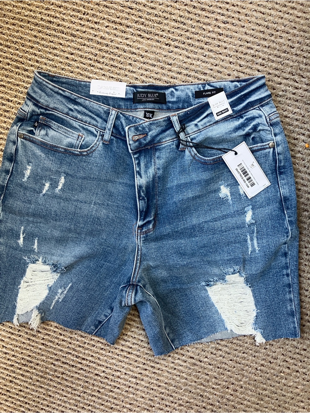 Judy Blue Distressed Medium Blue High-Rise Denim Shorts